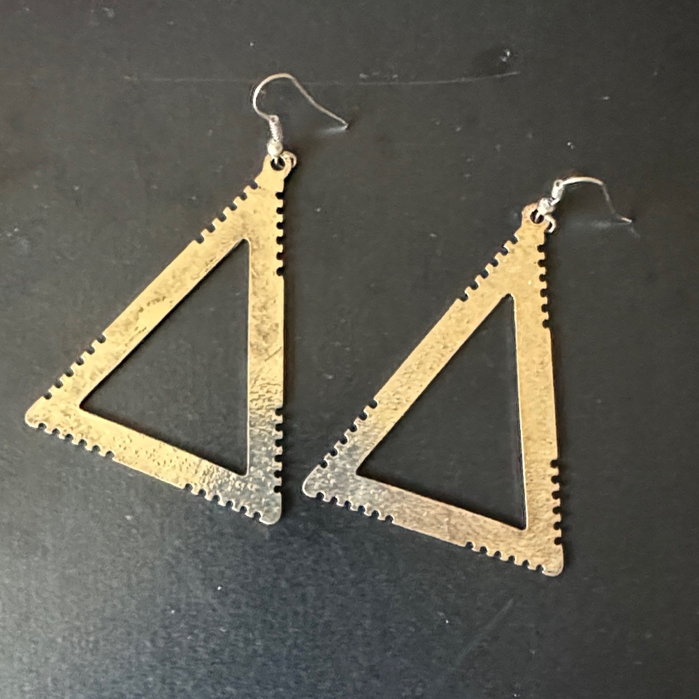 Gold Triangle Dangle Earrings